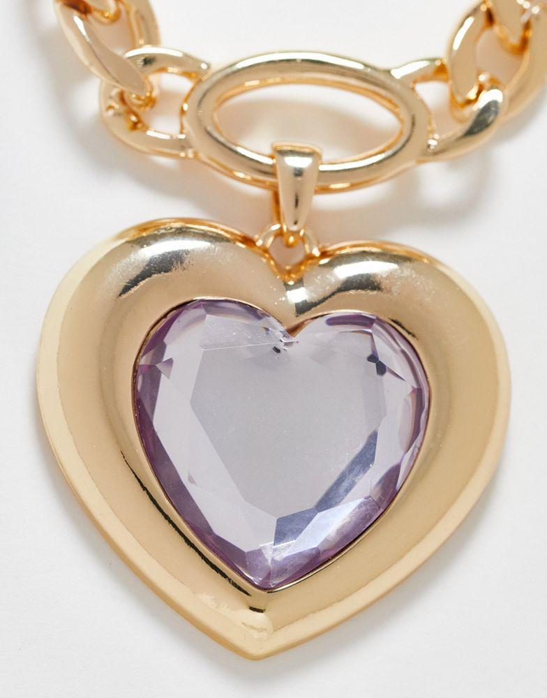 商品Reclaimed Vintage|Reclaimed Vintage inspired oversized heart necklace in gold,价格¥108,第4张图片详细描述