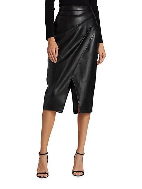 商品Tahari|Gathered Vegan Leather Skirt,价格¥2176,第5张图片详细描述