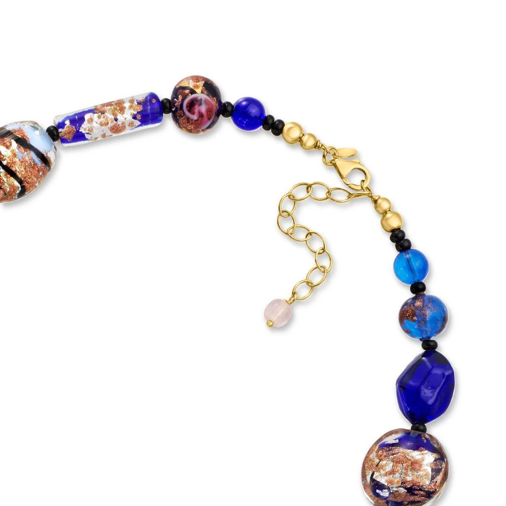 商品Ross-Simons|Ross-Simons Italian Blue Murano Glass Bead Necklace in 18kt Gold Over Sterling,价格¥1300,第4张图片详细描述