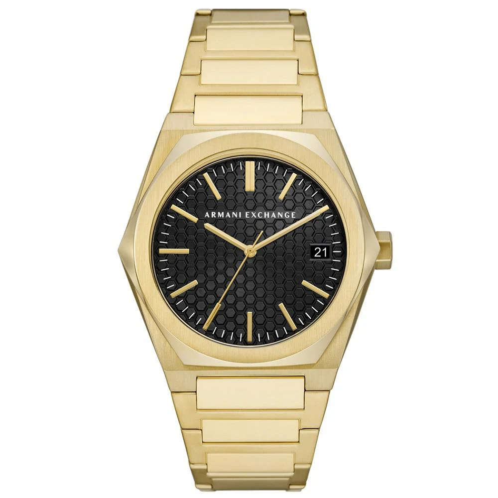 商品Armani Exchange|Men's Gold-Tone Stainless Steel Bracelet Watch 44mm,价格¥1070,第1张图片