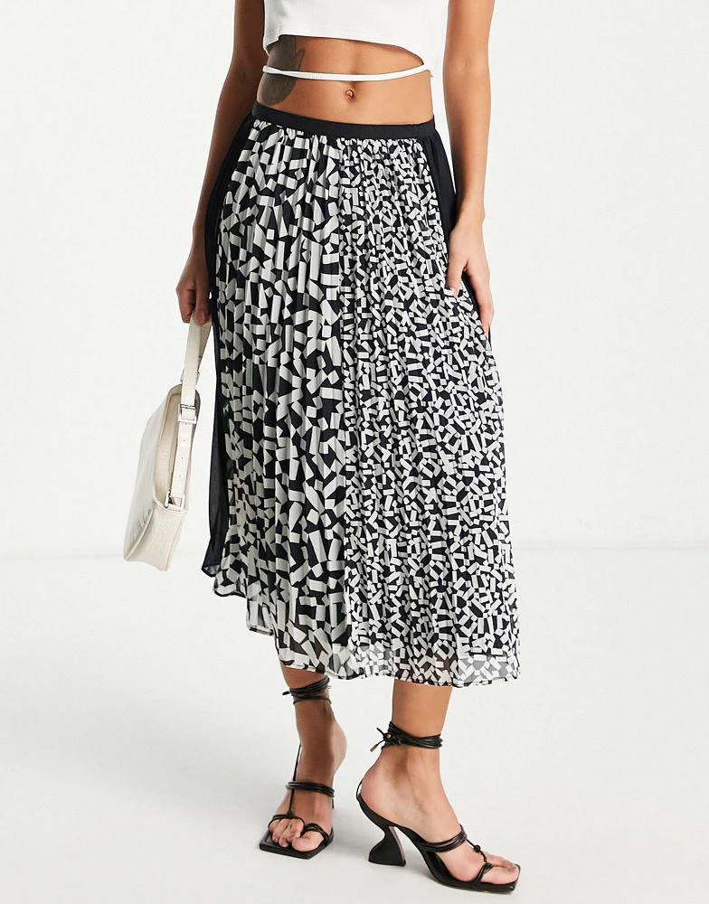 商品French Connection|French Connection midi pleated skirt in contrast print,价格¥429,第2张图片详细描述