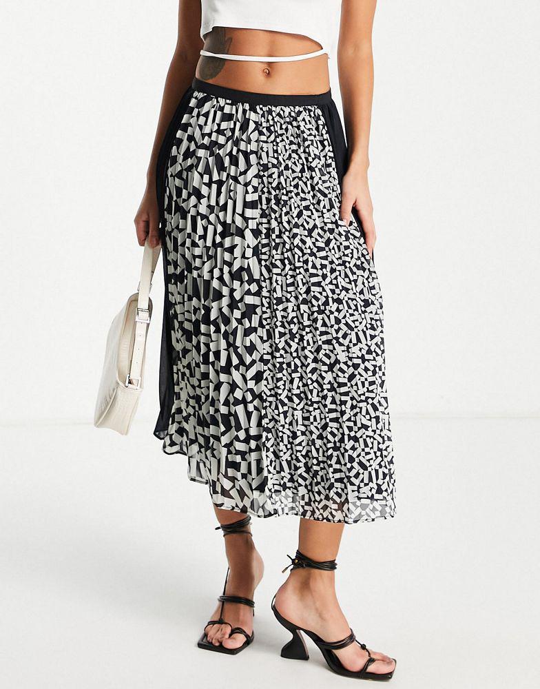 商品French Connection|French Connection midi pleated skirt in contrast print,价格¥421,第4张图片详细描述