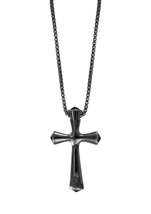 商品Effy|Mens Onyx Cross Pendant Necklace In Sterling Silver,价格¥1511,第1张图片