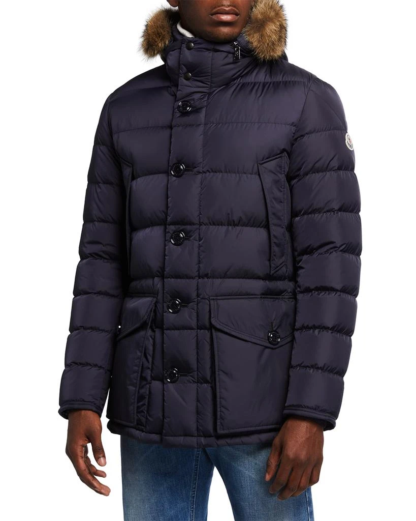 商品Moncler|Men's Cluny Quilted Puffer Jacket w/ Fur Trim,价格¥12407,第2张图片详细描述