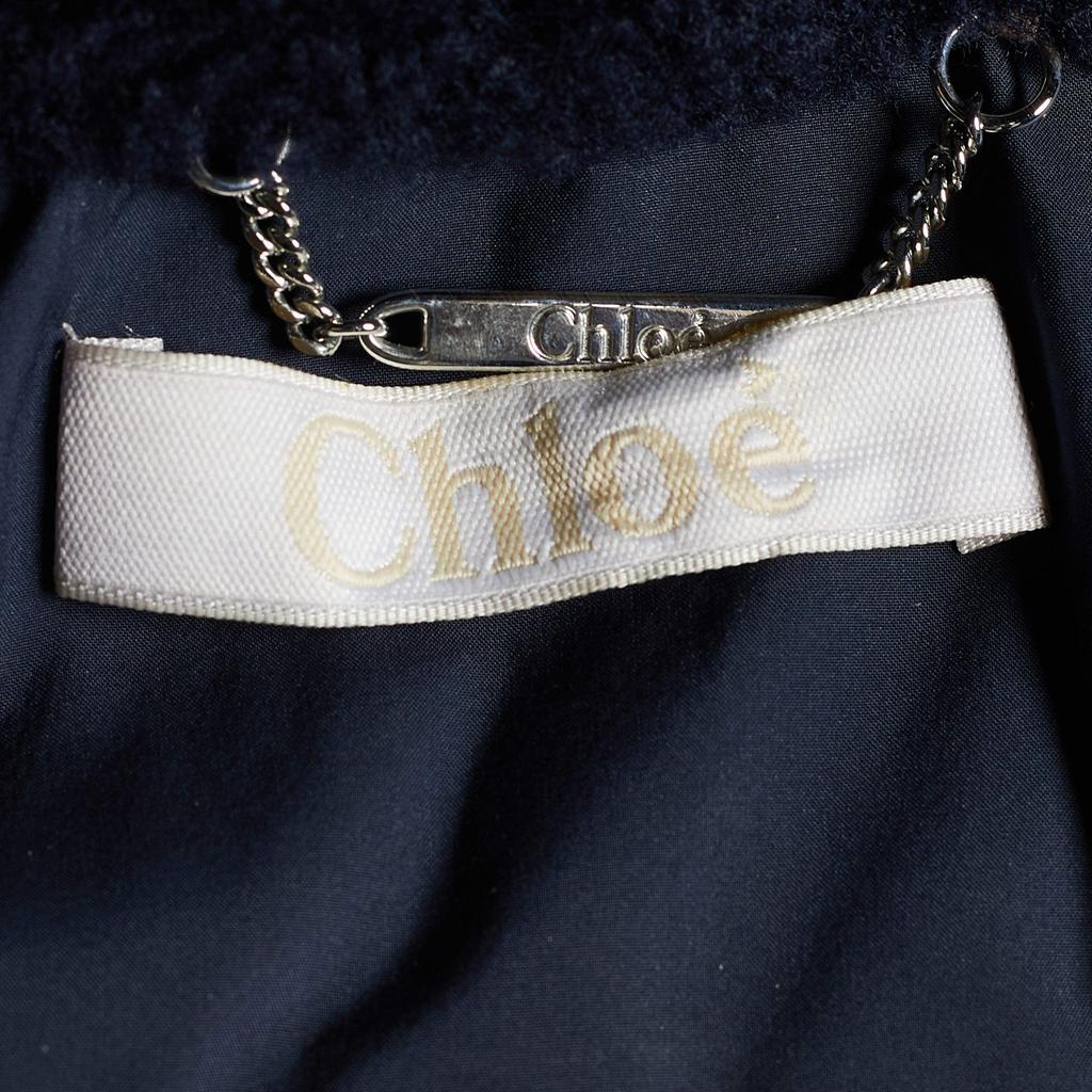 Chloe Dark Navy Synthetic Detachable Fur Hoodie Puffer Coat M商品第4张图片规格展示