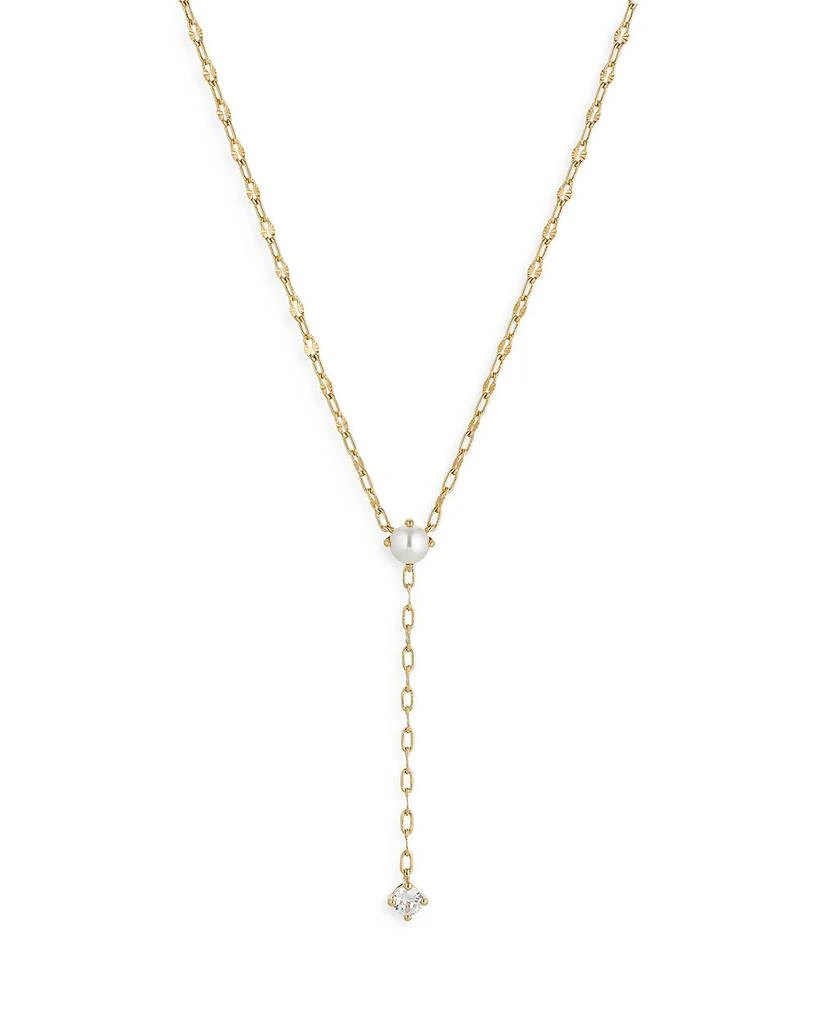 商品Nadri|Into The Mystic Cubic Zirconia & Imitation Pearl Lariat Necklace in 18K Gold Plated, 16"-18" ,价格¥433,第1张图片详细描述