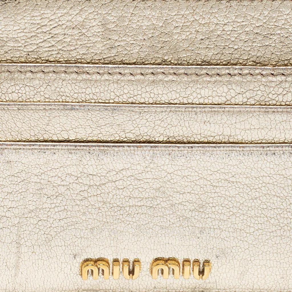 Miu Miu Metallic Gold Leather Madras Card Holder商品第6张图片规格展示