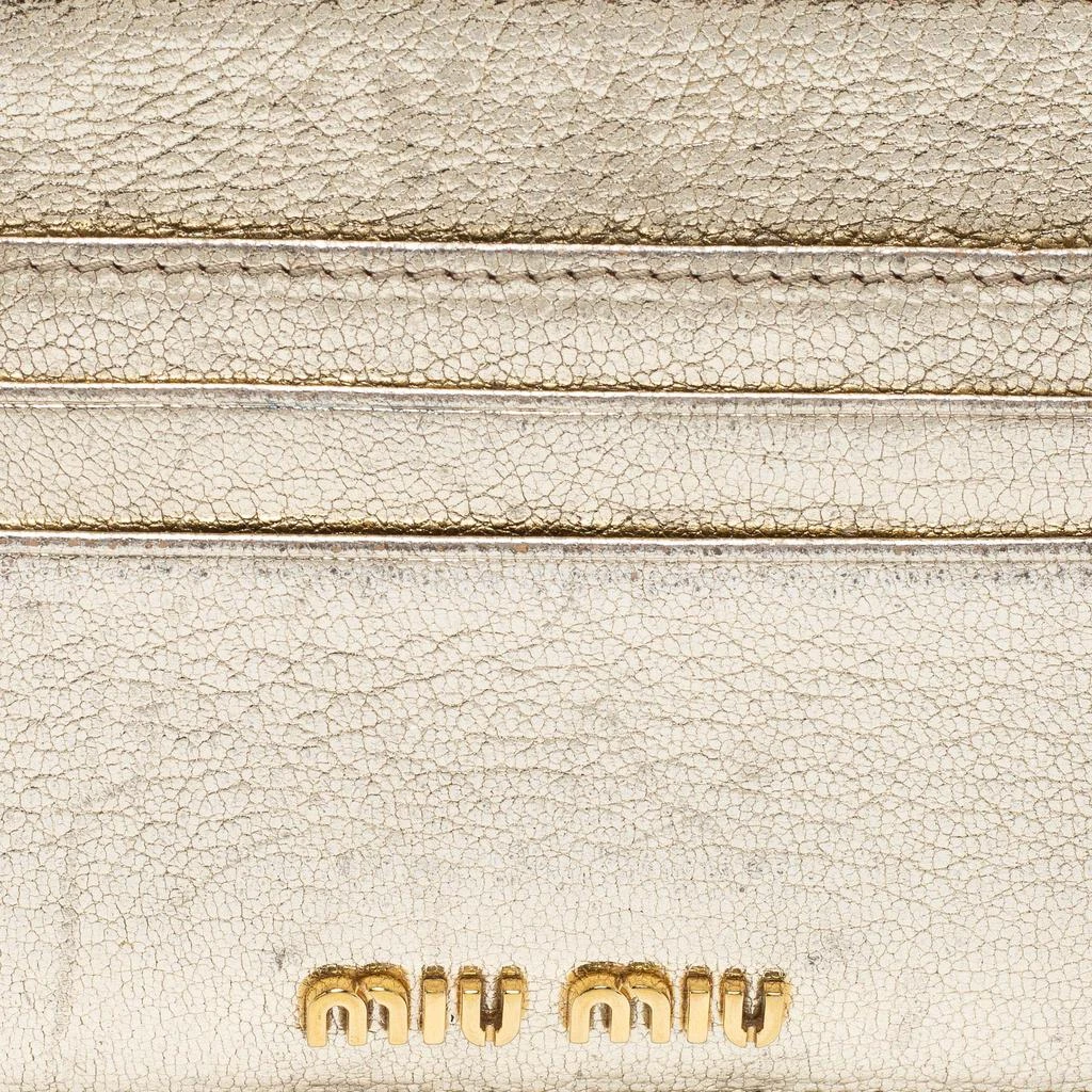 Miu Miu Metallic Gold Leather Madras Card Holder 商品