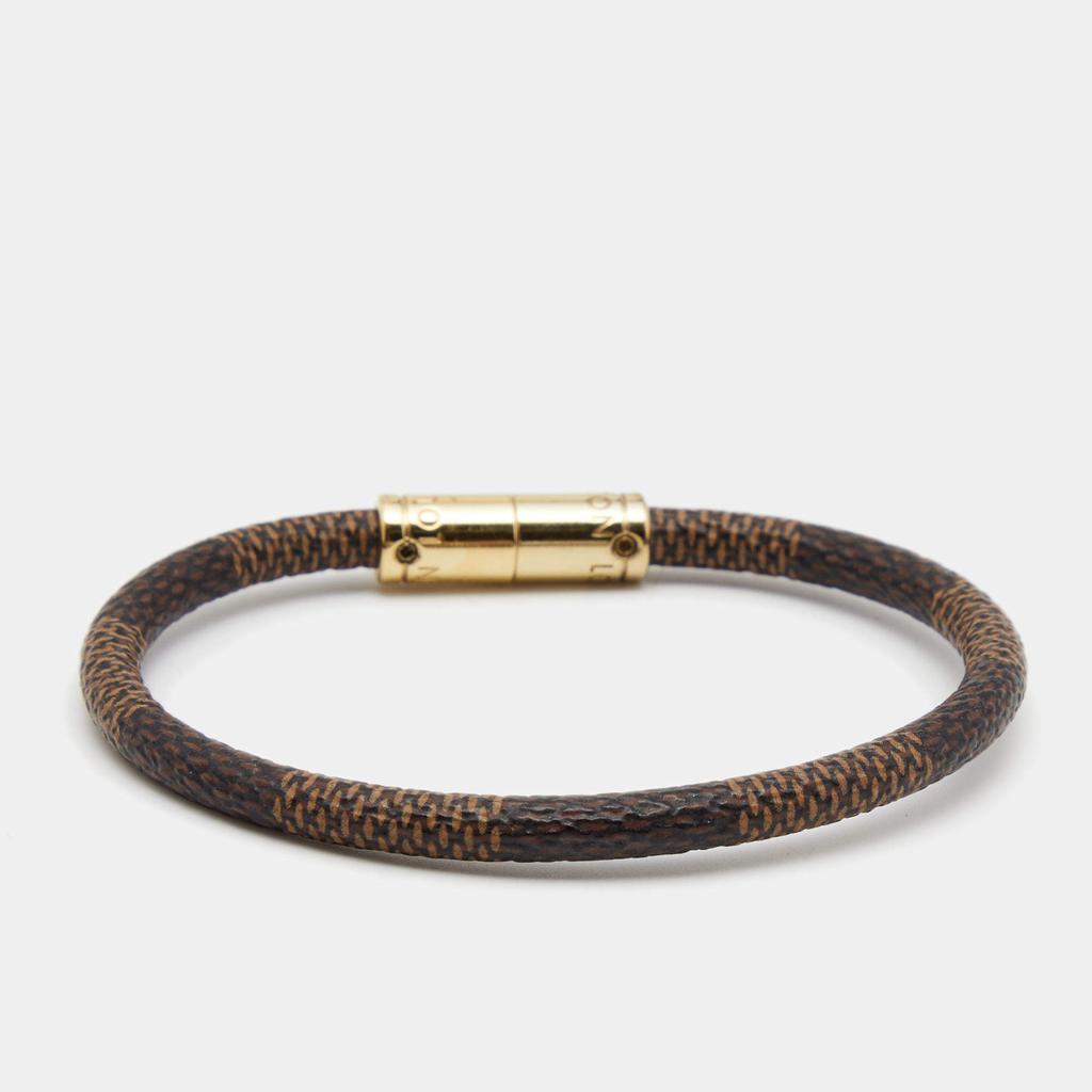 Louis Vuitton Keep It Damier Ebene Canvas Gold Tone Bracelet商品第3张图片规格展示