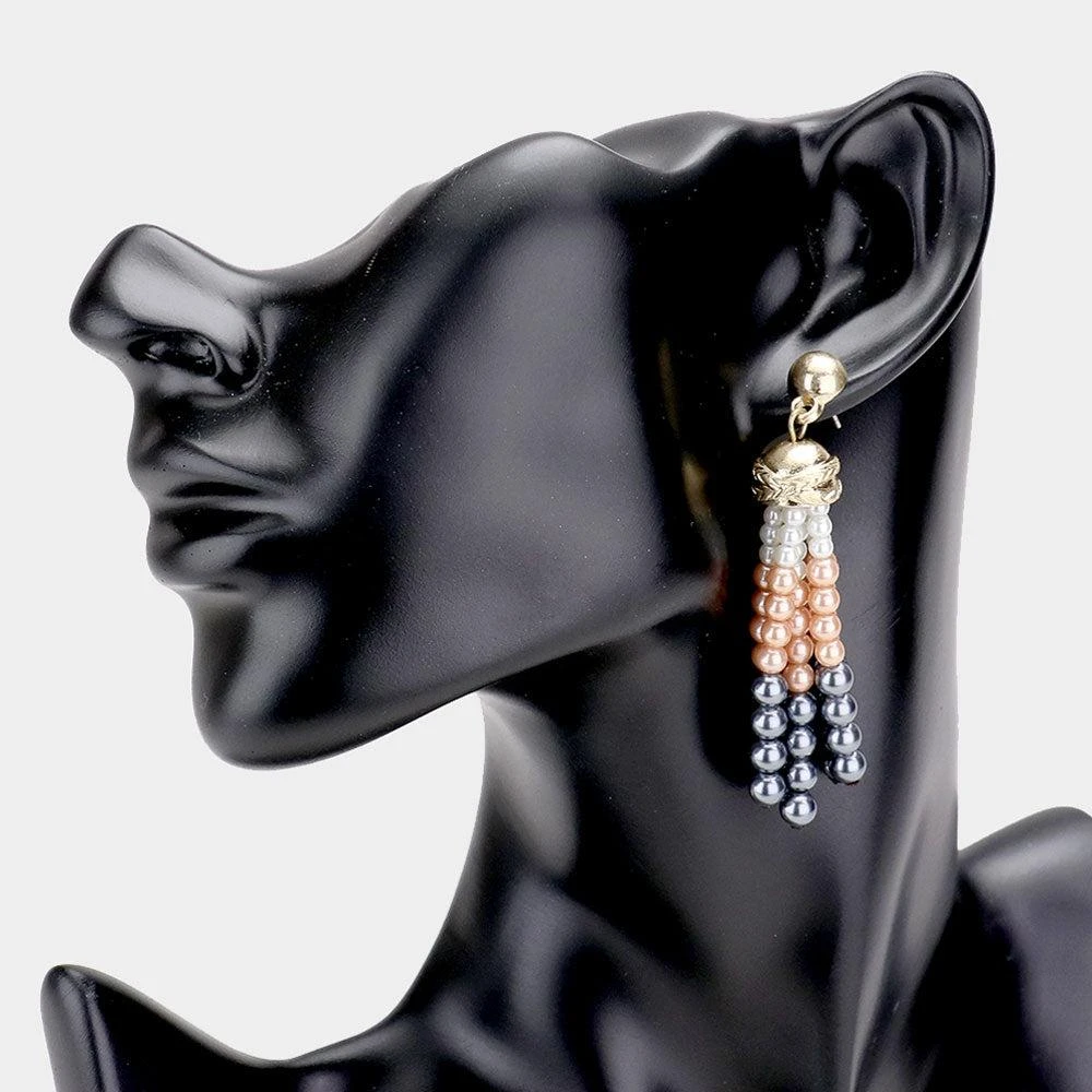商品FASHNZFAB|Pearl Tassel Earrings - Multi,价格¥195,第1张图片详细描述