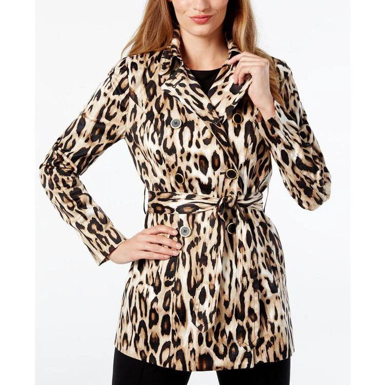 商品INC International|Petite Leopard-Print Trench Coat, Created for Macy's,价格¥472,第1张图片