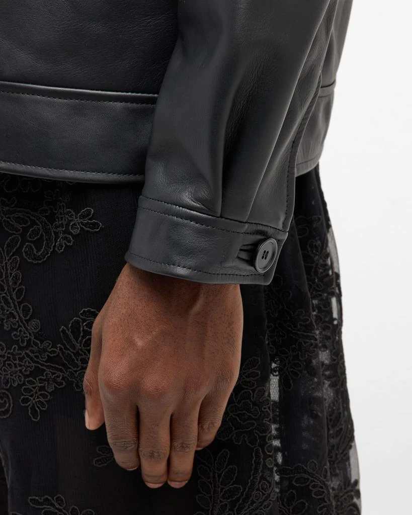 商品Simone Rocha|Men's Structured Leather Jacket with Tonal Macrame,价格¥8721,第5张图片详细描述