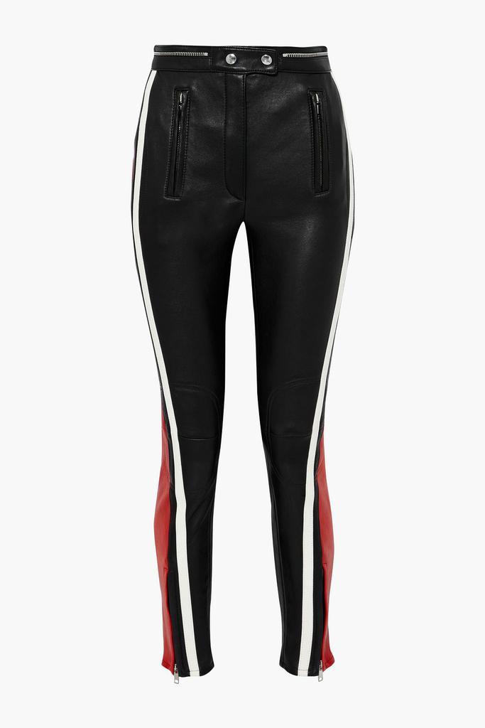 商品Alexander McQueen|Zip-embellished striped leather skinny pants,价格¥8807,第1张图片