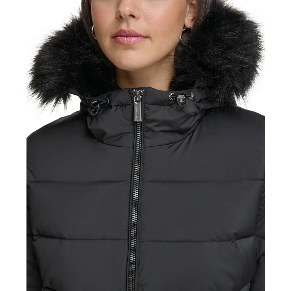 商品Calvin Klein|Women's Stretch Faux-Fur-Trim Hooded Puffer Coat,价格¥717,第4张图片详细描述