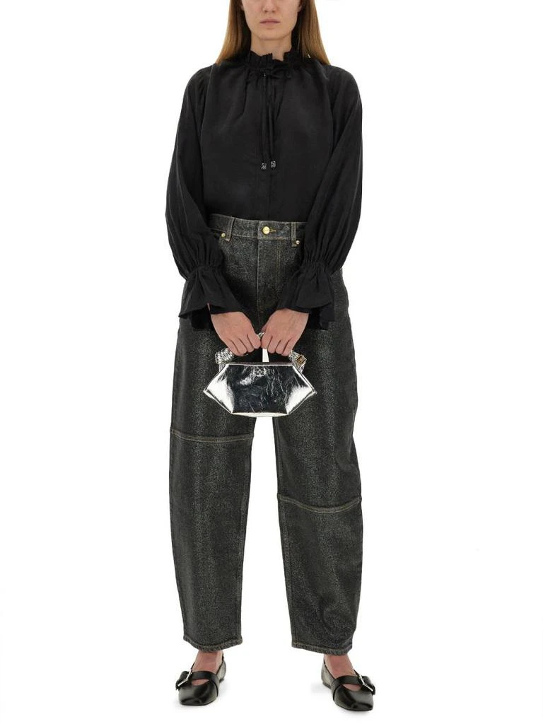 商品Ganni|Ganni "Stary" Jeans In Sparkling Foil,价格¥2416,第2张图片详细描述