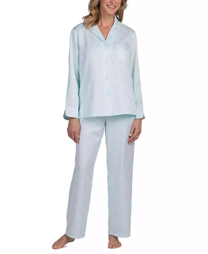 商品Miss Elaine|Petite 2-Pc. Notched-Collar Pajamas Set,价格¥238,第1张图片