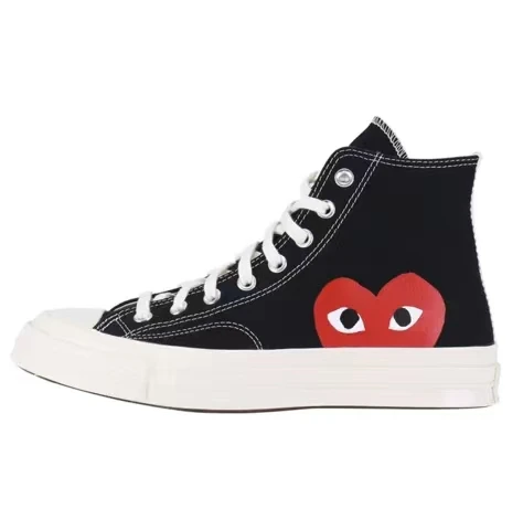 CDG x Converse 197Os chuck tavlor all star hi 川 久保玲爱心联名款 乘风破浪的姐姐 防滑耐磨 高帮 帆布鞋 男女同款 黑色AZK112-1 商品