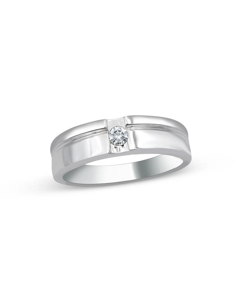 商品Bloomingdale's|Men's Diamond Single Stone Ribbed Band in 14K White Gold, 0.10 ct. t.w. - Exclusive,价格¥8582,第1张图片详细描述