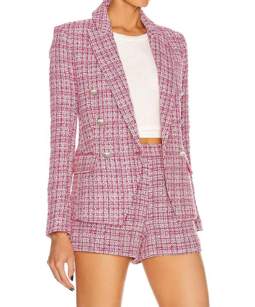 商品L'Agence|Kenzie Tweed Double-Breasted Blazer And Shorts Set In Pink,价格¥1691,第3张图片详细描述