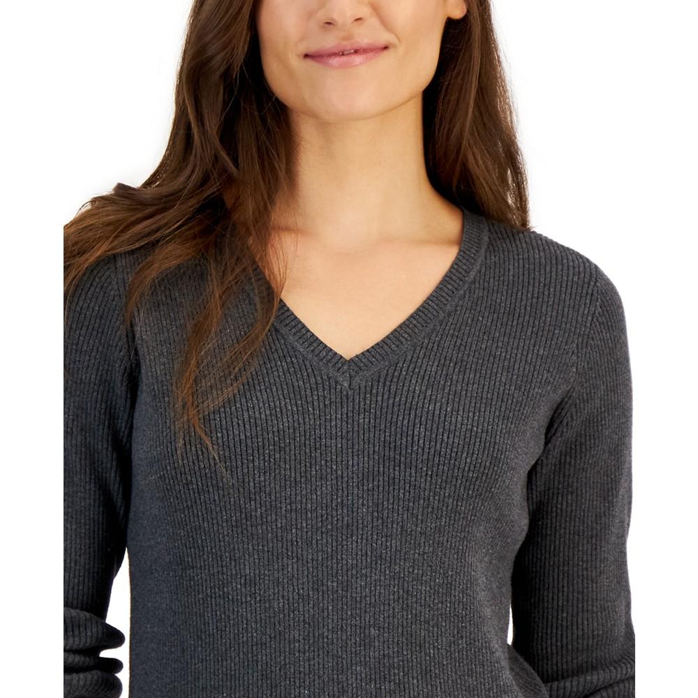 Women's Solid V-Neck Sweater, Created for Macy's商品第3张图片规格展示