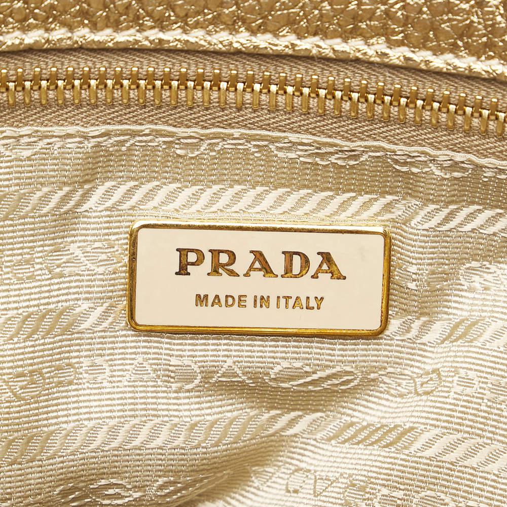 Prada Gold Sound Lock Leather Shoulder Bag商品第7张图片规格展示