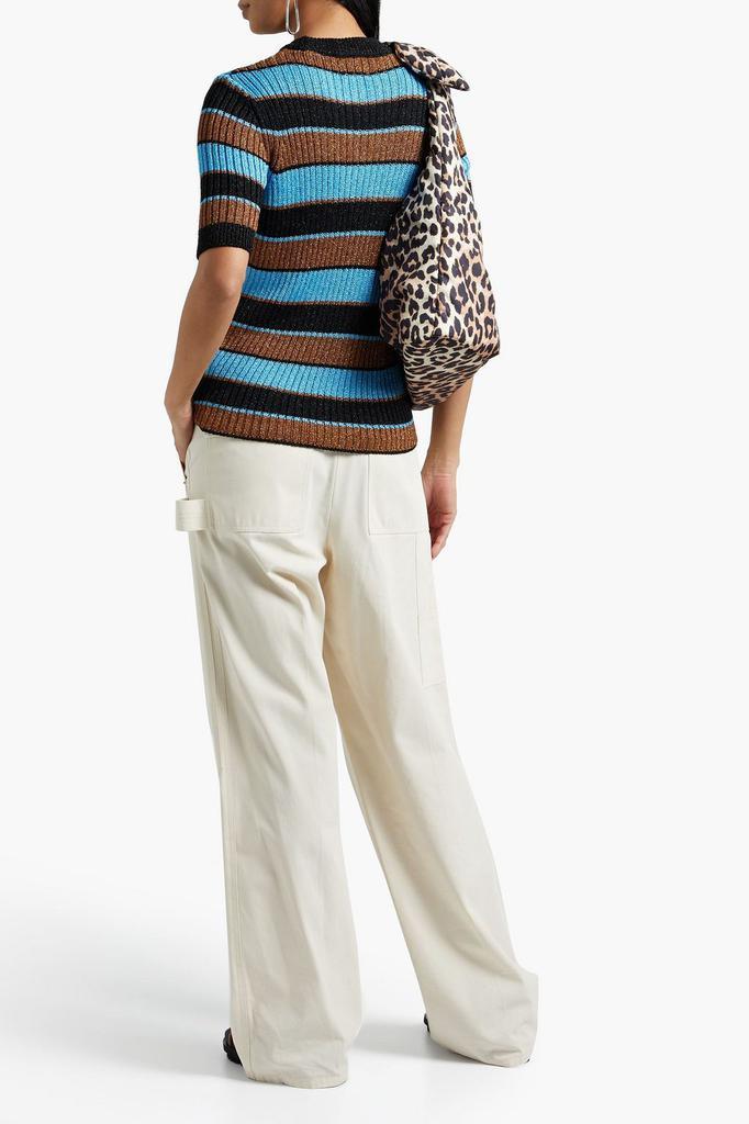 商品Ganni|Ribbed striped metallic crochet-knit top,价格¥755,第5张图片详细描述