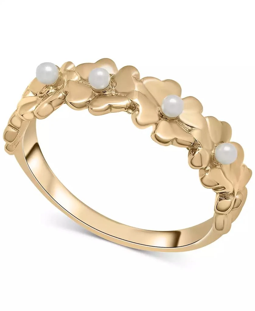 商品Macy's|Cultured Freshwater Pearl (1-3/4mm) Heart Flower Ring in 14k Gold-Plated Sterling Silver,价格¥268,第1张图片