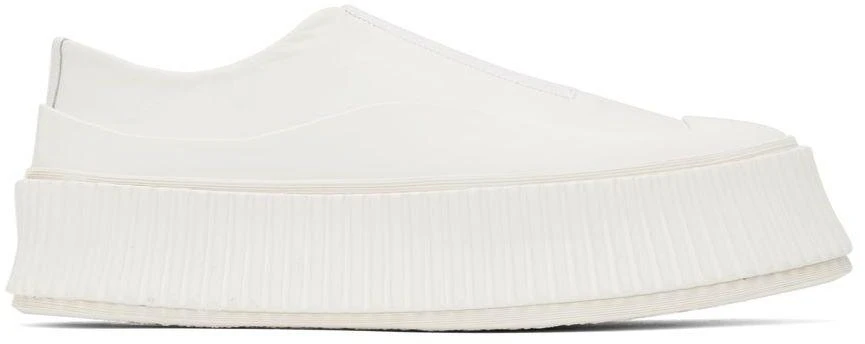 商品Jil Sander|White Slip-On Platform Sneakers,价格¥3351,第1张图片