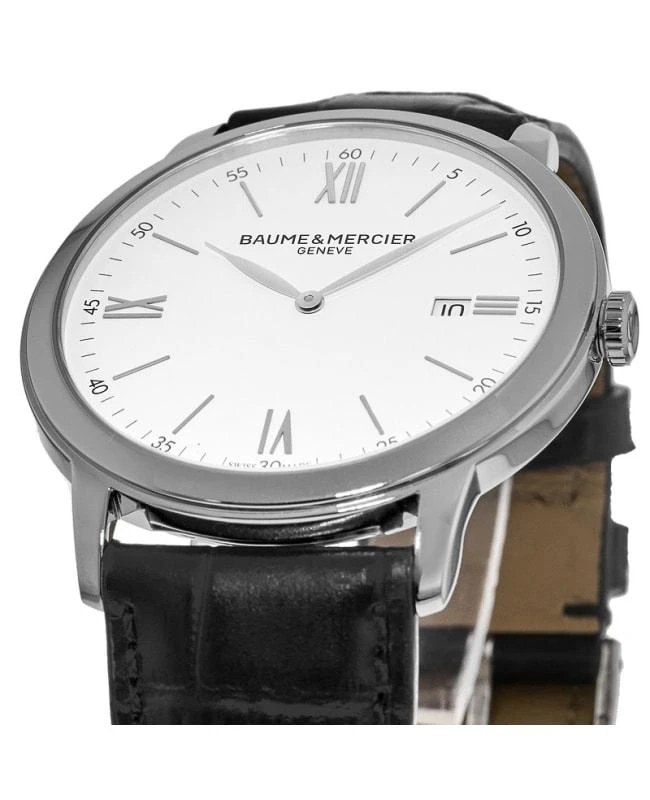 商品Baume & Mercier|Baume & Mercier Classima Quartz White Dial Black Leather Strap Men's Watch 10414,价格¥6108,第2张图片详细描述