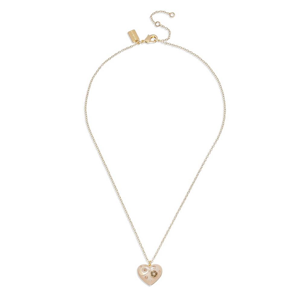 Faux Stone Signature Resin Heart Pendant Necklace商品第2张图片规格展示