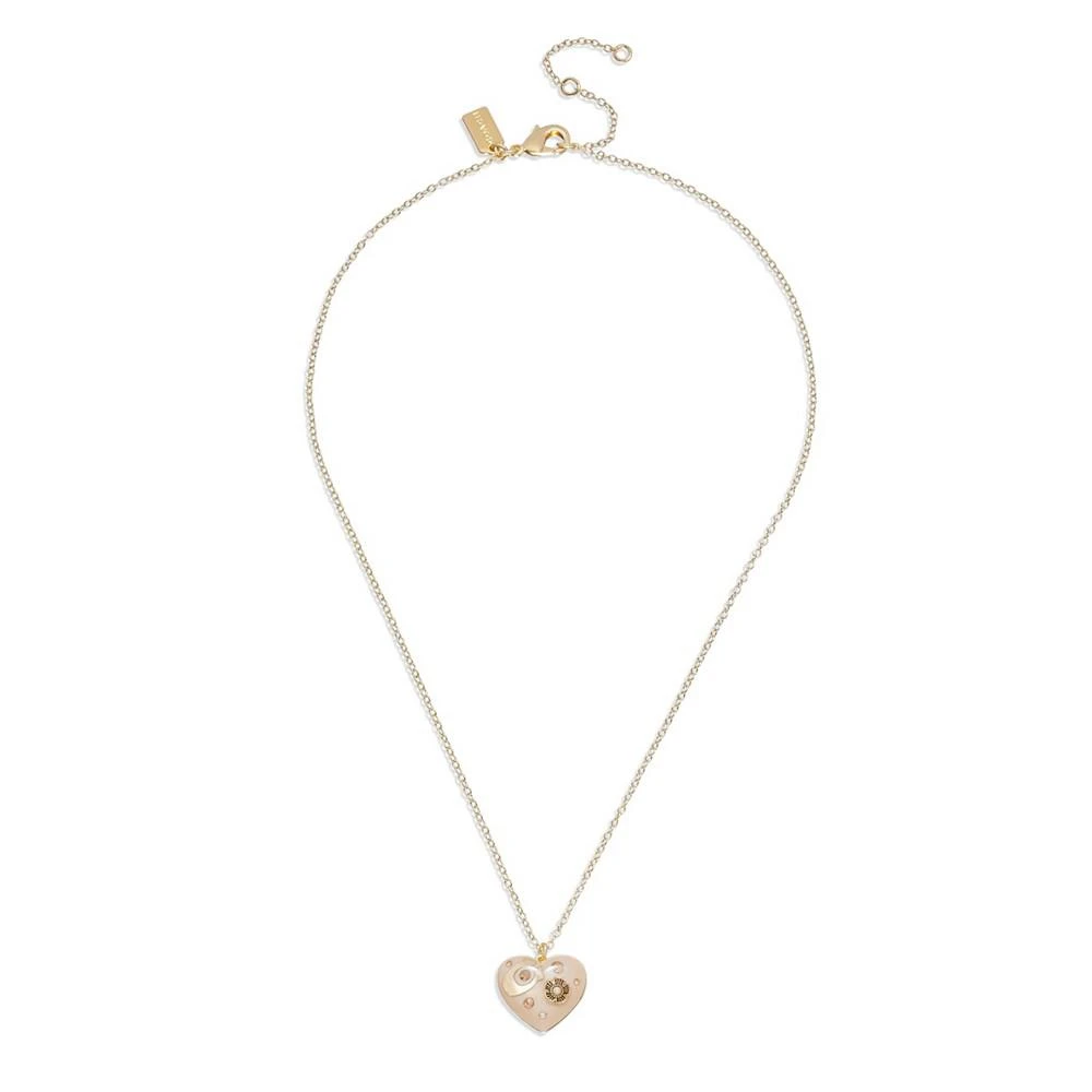 商品Coach|Faux Stone Signature Resin Heart Pendant Necklace,价格¥446,第2张图片详细描述