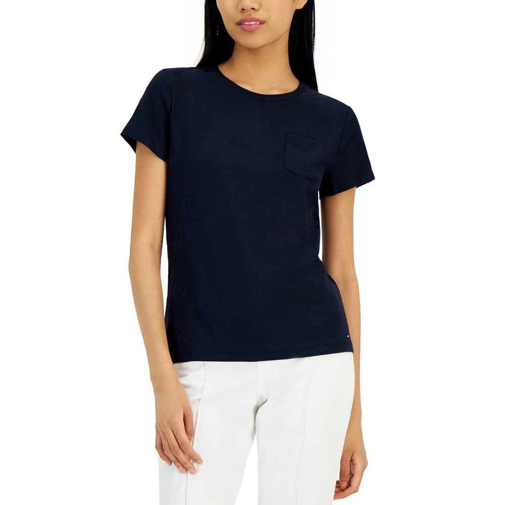 商品Tommy Hilfiger|Women's Floral-Motif Chest-Pocket T-Shirt,价格¥128,第1张图片