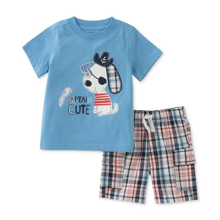 商品KIDS HEADQUARTERS|2-Pc. Graphic-Print T-Shirt & Plaid Shorts Cotton Set, Baby Boys (0-24 months),价格¥50,第2张图片详细描述