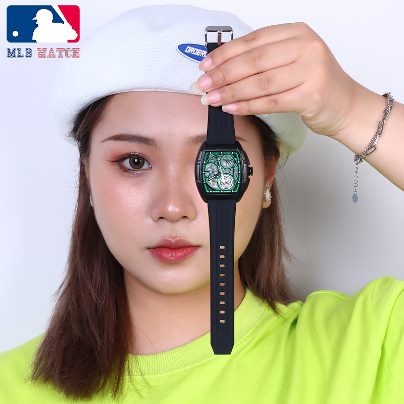 2022新款 MLB美职棒 潮牌硅胶手表 镂空全自动机械男士手表 防水学生情侣手表NY618商品第3张图片规格展示