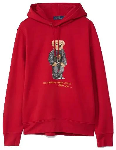 商品Ralph Lauren|Polo Ralph Lauren New York Bear Popover Hoodie Bright Red,价格¥1586,第1张图片