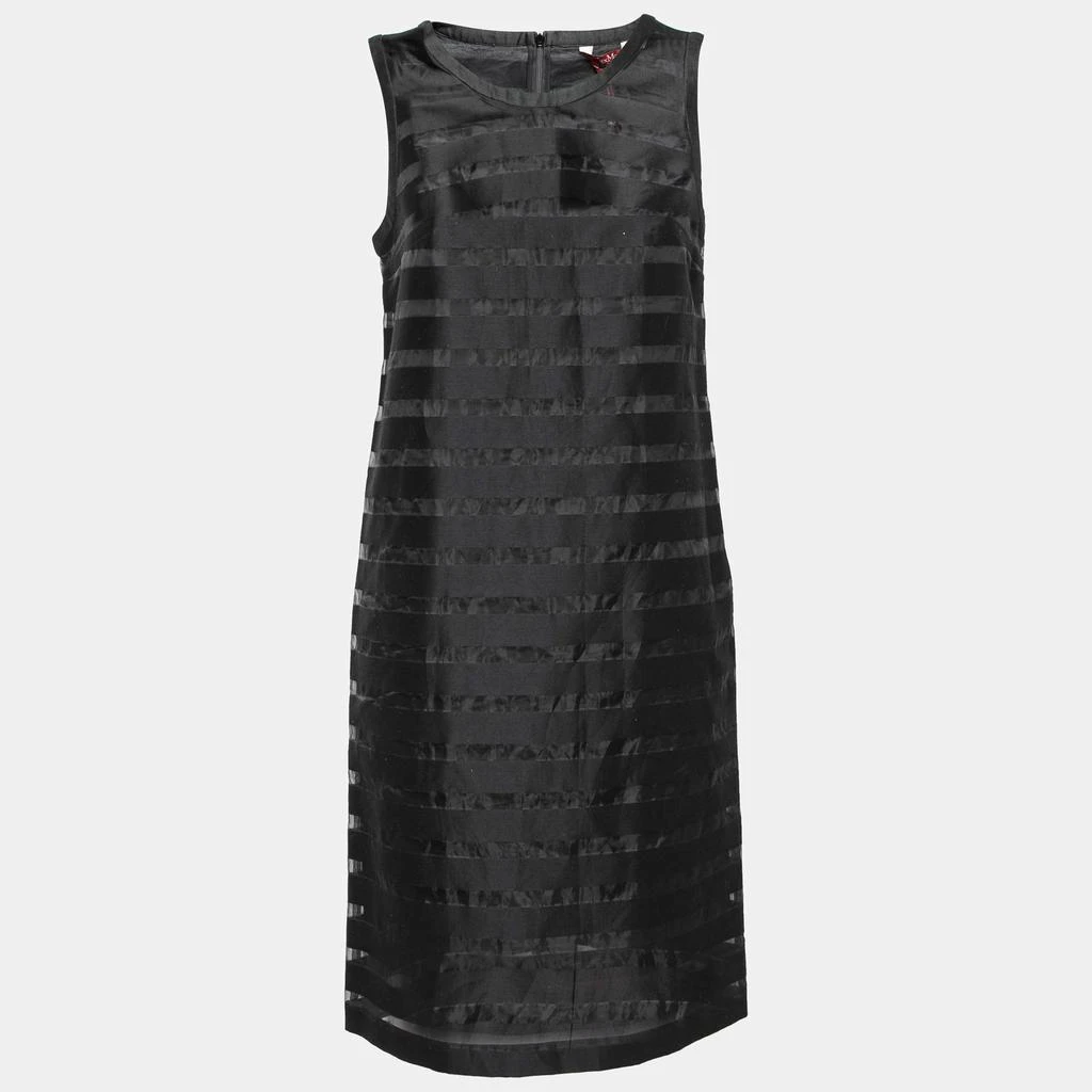 商品[二手商品] Max Mara|Max Mara Studio Black Cotton And Paneled Mesh Shift Dress M,价格¥1422,第1张图片