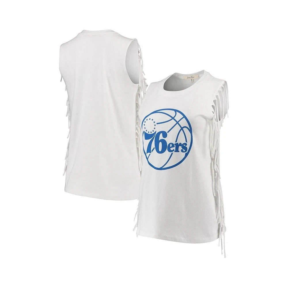 商品Junk Food|Women's White Philadelphia 76ers Fringe Tank Top,价格¥188,第1张图片