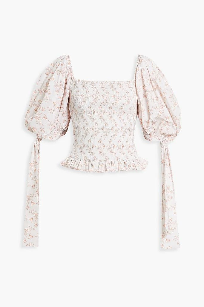 商品CAROLINE CONSTAS|Nora shirred floral-print cotton-blend poplin top,价格¥1332,第1张图片