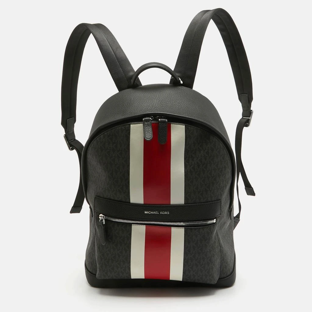 商品Michael Kors|Michael Kors Black/Bright Red Signature Coated Canvas Striped Cooper Backpack,价格¥3731,第1张图片