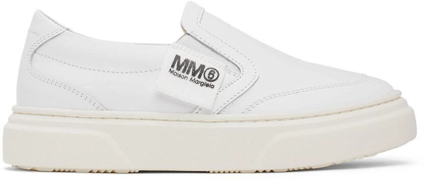 商品MAISON MARGIELA|Kids White Logo Slip-On Sneakers,价格¥581,第1张图片