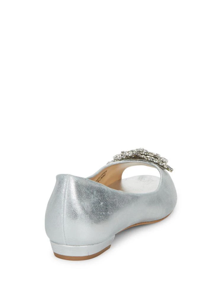 商品Badgley Mischka|Taft Open-Toe Leather Flats,价格¥434,第2张图片详细描述
