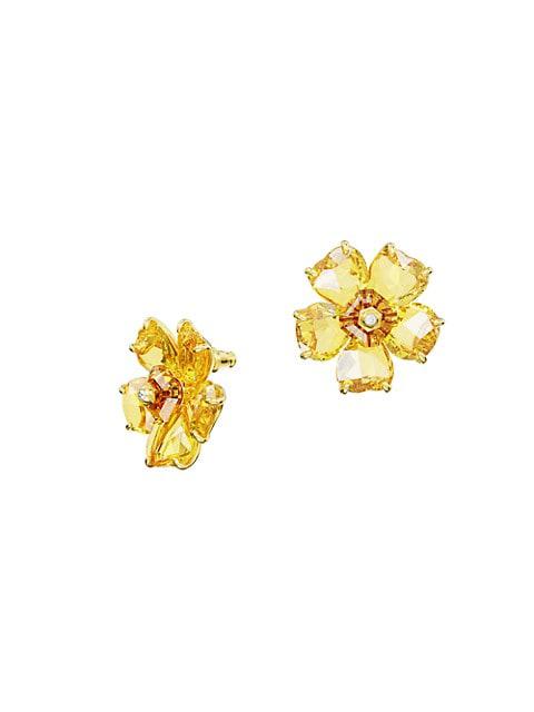 Florere Goldtone & Crystal Flower Stud Earrings商品第3张图片规格展示