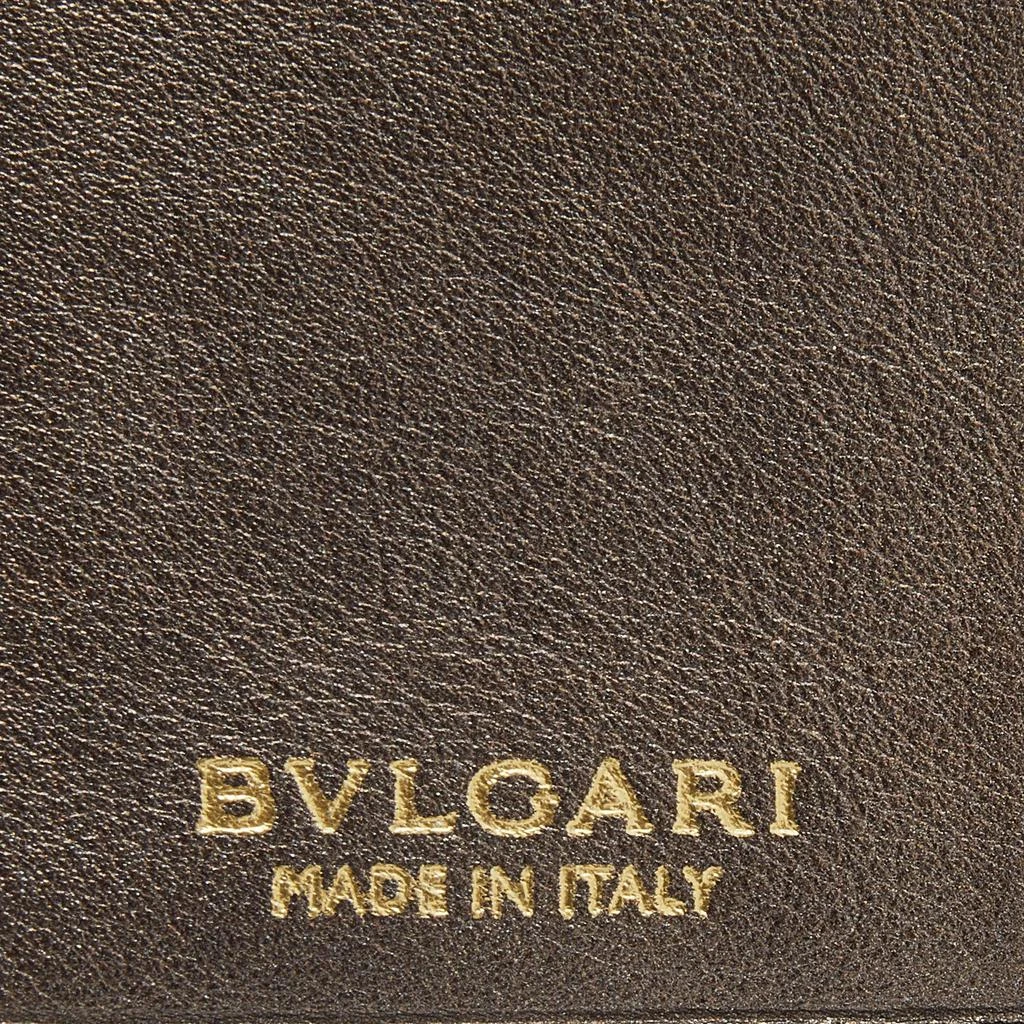 Bvlgari Metallic Brown Leather Double Ring Flap Compact Wallet 商品