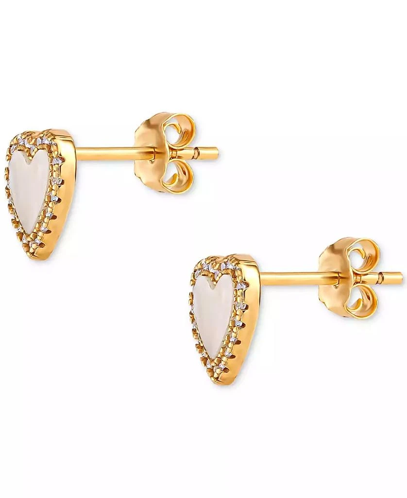 商品Giani Bernini|Mother of Pearl & Cubic Zirconia Heart Stud Earrings in 18k Gold-Plated Sterling Silver, Created for Macy's,价格¥195,第4张图片详细描述