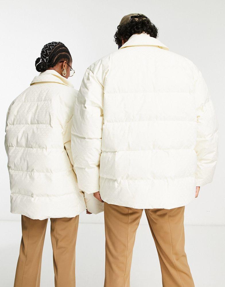 adidas Originals 'adicolor 70s' unisex monogram puffer jacket in off white商品第2缩略图预览