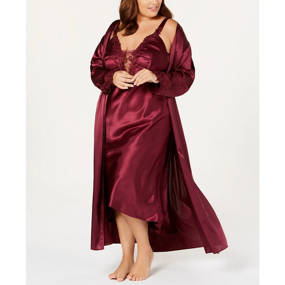 商品Flora Nikrooz|Plus Size Satin Stella Robe Lingerie,价格¥525,第1张图片