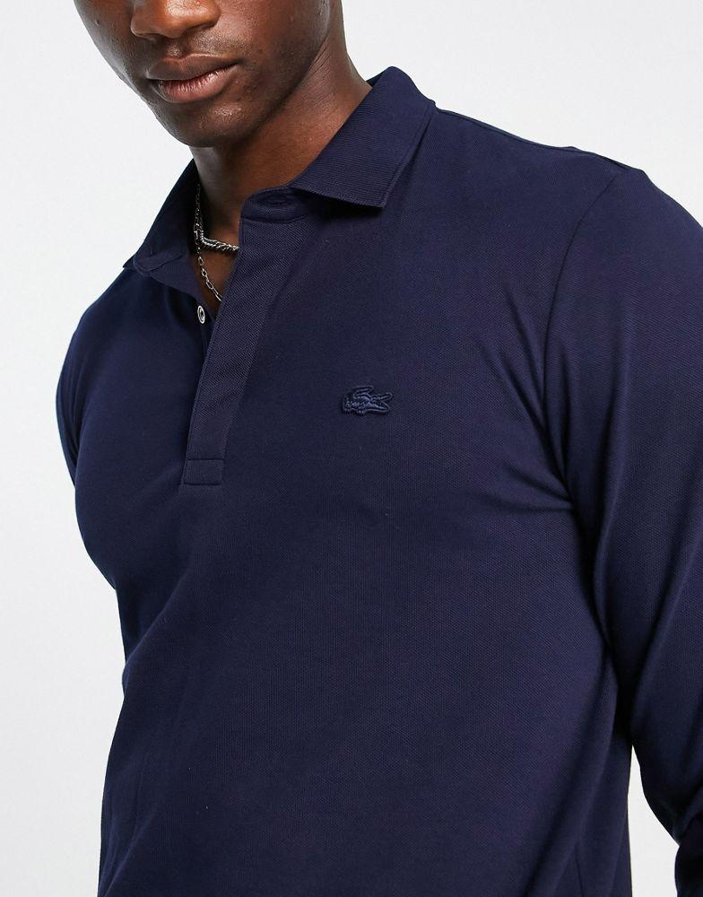 Lacoste long sleeve polo shirt in navy商品第4张图片规格展示