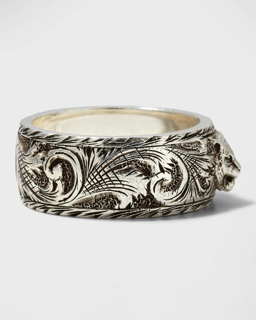 商品Gucci|Men's Gatto Aged Sterling Silver Ring, Size 9-11,价格¥2560,第4张图片详细描述