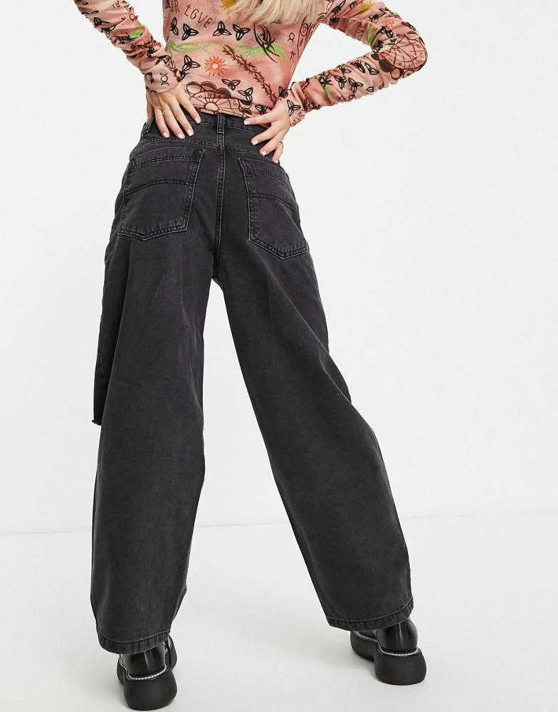 商品Topshop|Topshop Petite Baggy jeans with knee rips in washed black,价格¥223,第4张图片详细描述