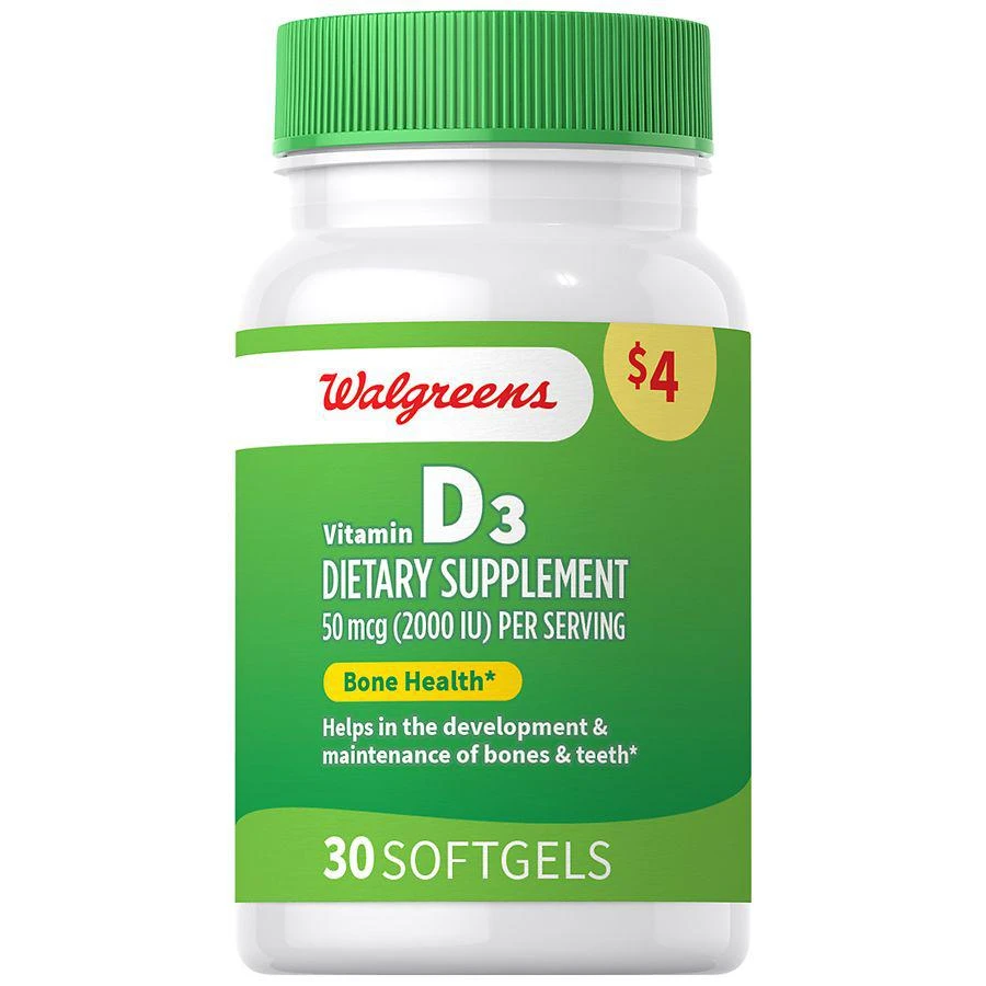 商品Walgreens|Vitamin D3 50 mcg Softgels,价格¥30,第1张图片